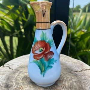 Vintage Lusterware Cruet Floral Design On Blue Made in Japan Replacement